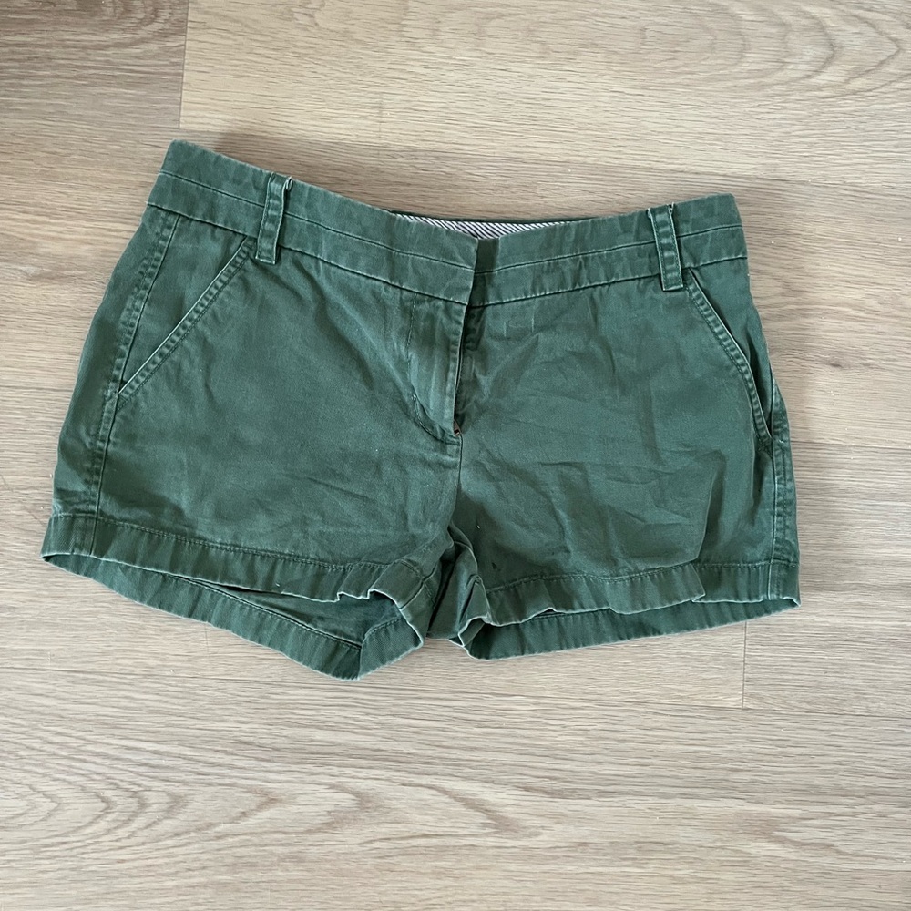 J. Crew Green Cargo Shorts Casual Cotton Blend